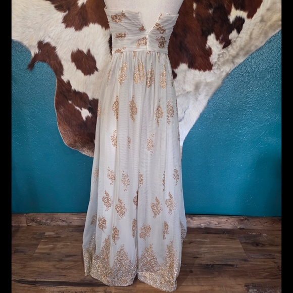 Blondie Nites Strapless Dress in Gold and Cream - Picture 7 of 11